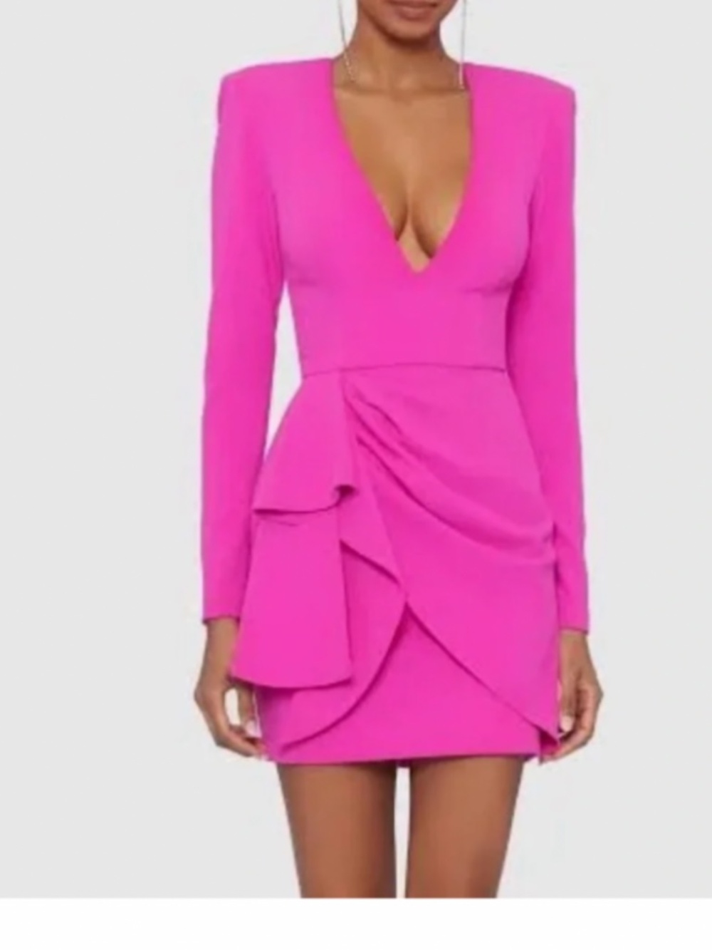 Betsy & Adam hot pink long sleeve deep V neck sz 2 dress